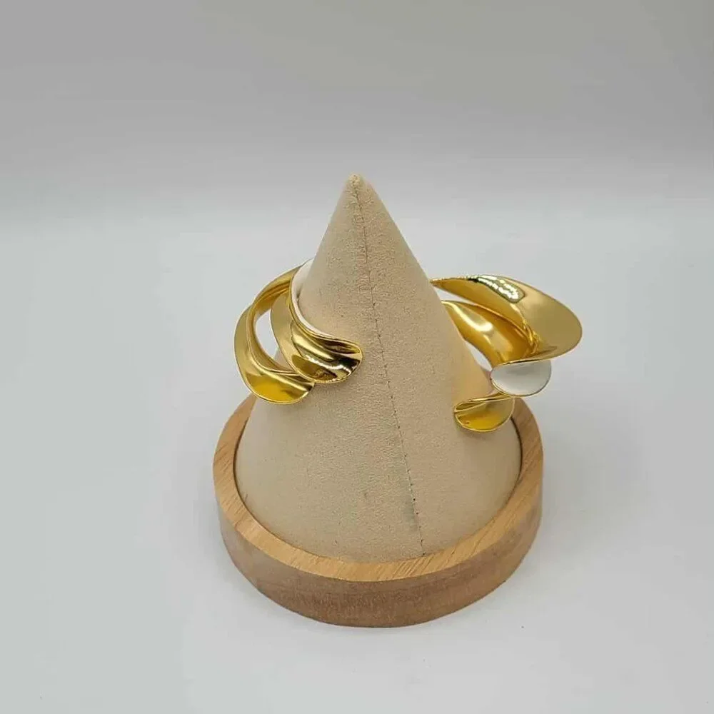 J Crew Gold tone Twisted Cuff Bracelet & White Enamel Gold Tone Twisted Cuff